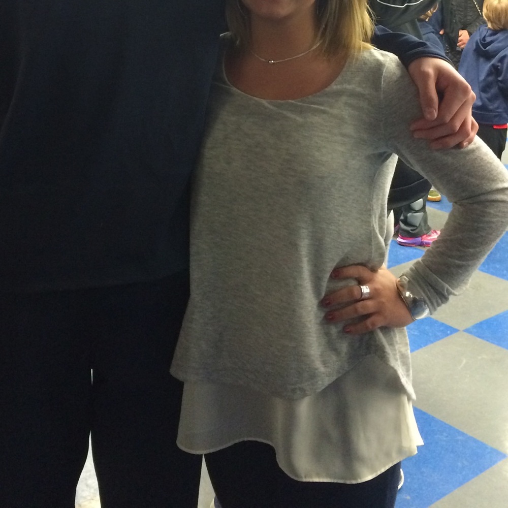 Gray and white underlay blouse